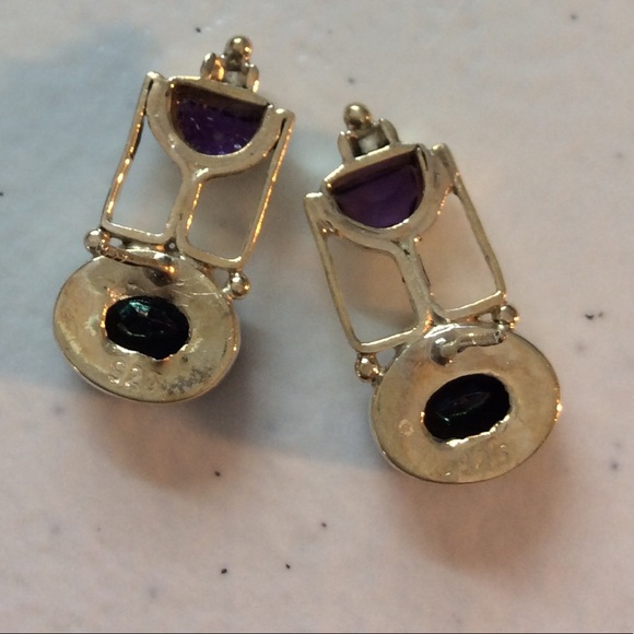 Vintage Amethyst & Quartz Earrings - Picture 4 of 7